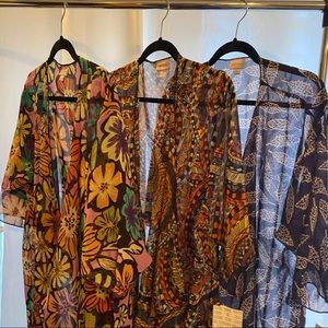 3 LulaRoe Shirley Kimono coverups size medium. NWT